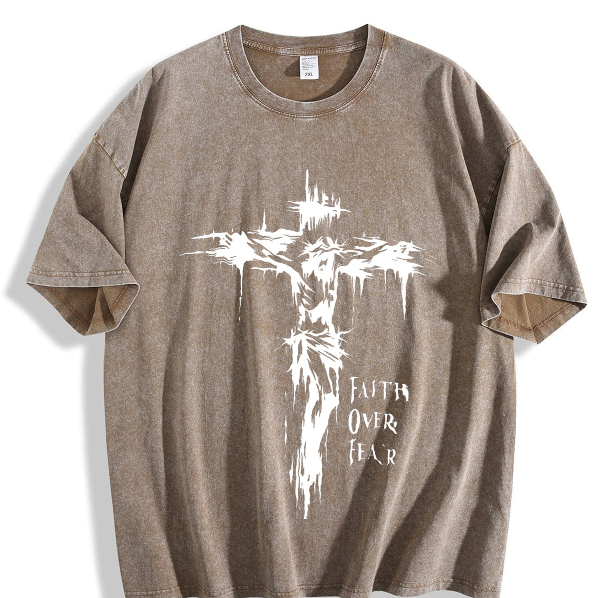 Inspirational Faith Over Fear Vintage Washed T-Shirt product image 3