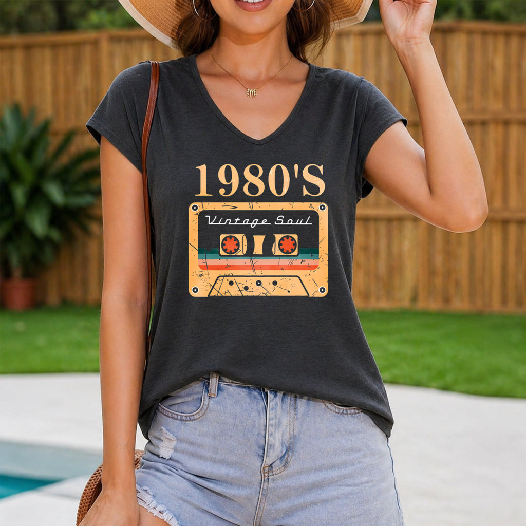 Illustration Of An Old-fashioned Cassette Tape Women's V-Neck Tank Top
