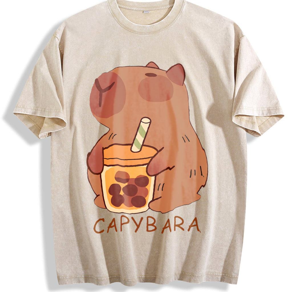 Capybara - Cute & Tea Vintage Washed T-Shirt product image 1