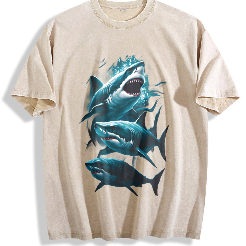 Three Sharks Vintage Washed T-Shirt product image 1