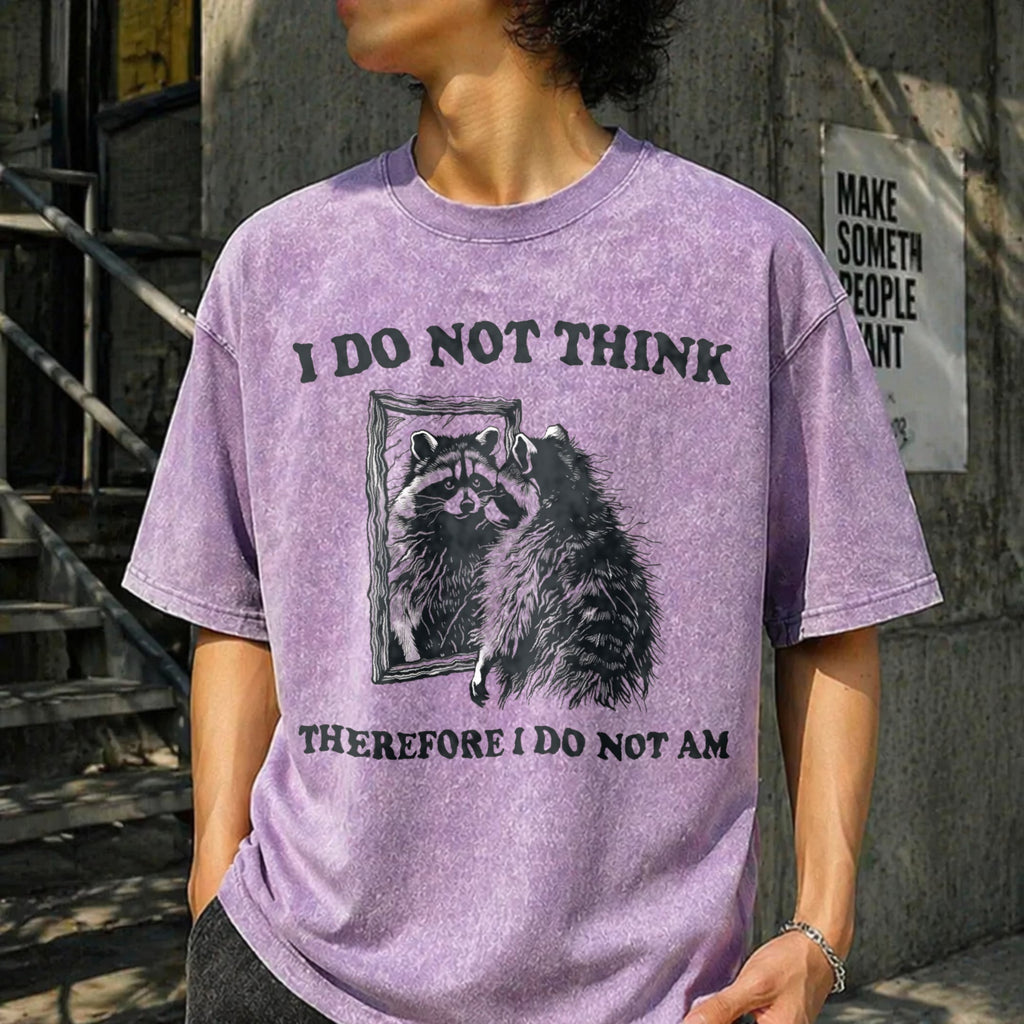 I Do Not Think Raccoon Funny Vintage Washed T-Shirt product image 6