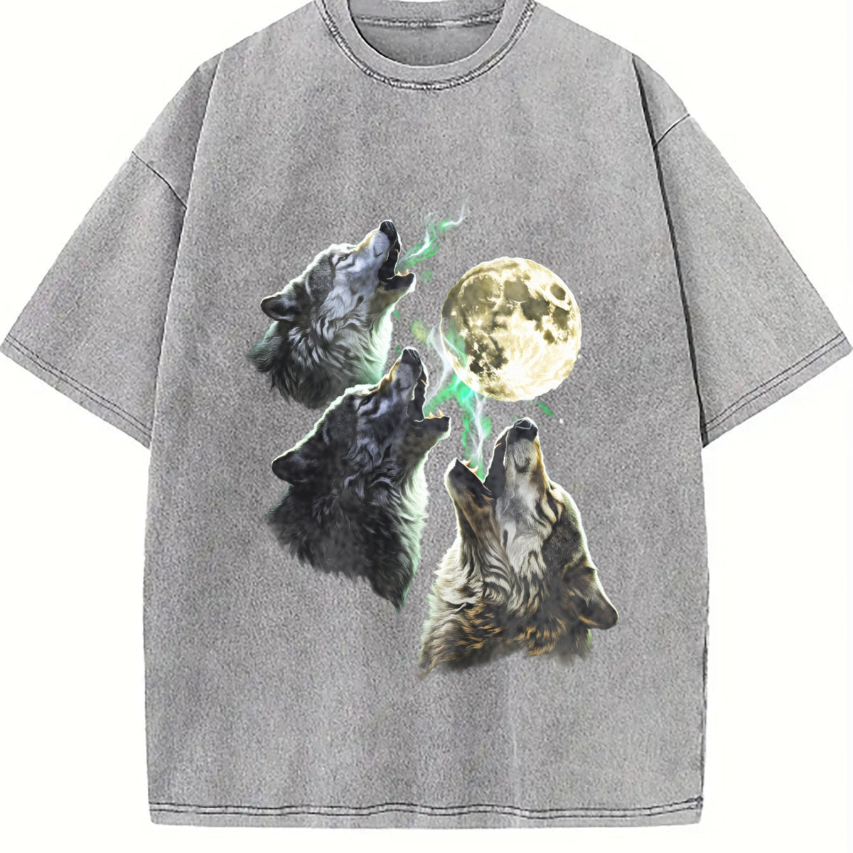 Wolves Howling To Moon 90s Vintage Washed T-Shirt product image 5