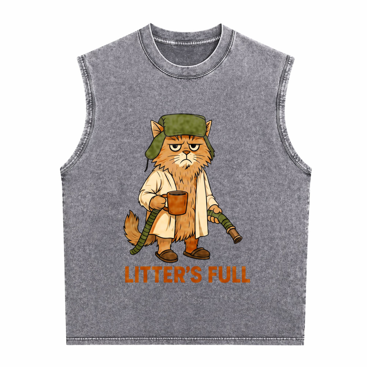 Full Funny Cat Lovers Christmas Xmas Men's Washed Tank Top