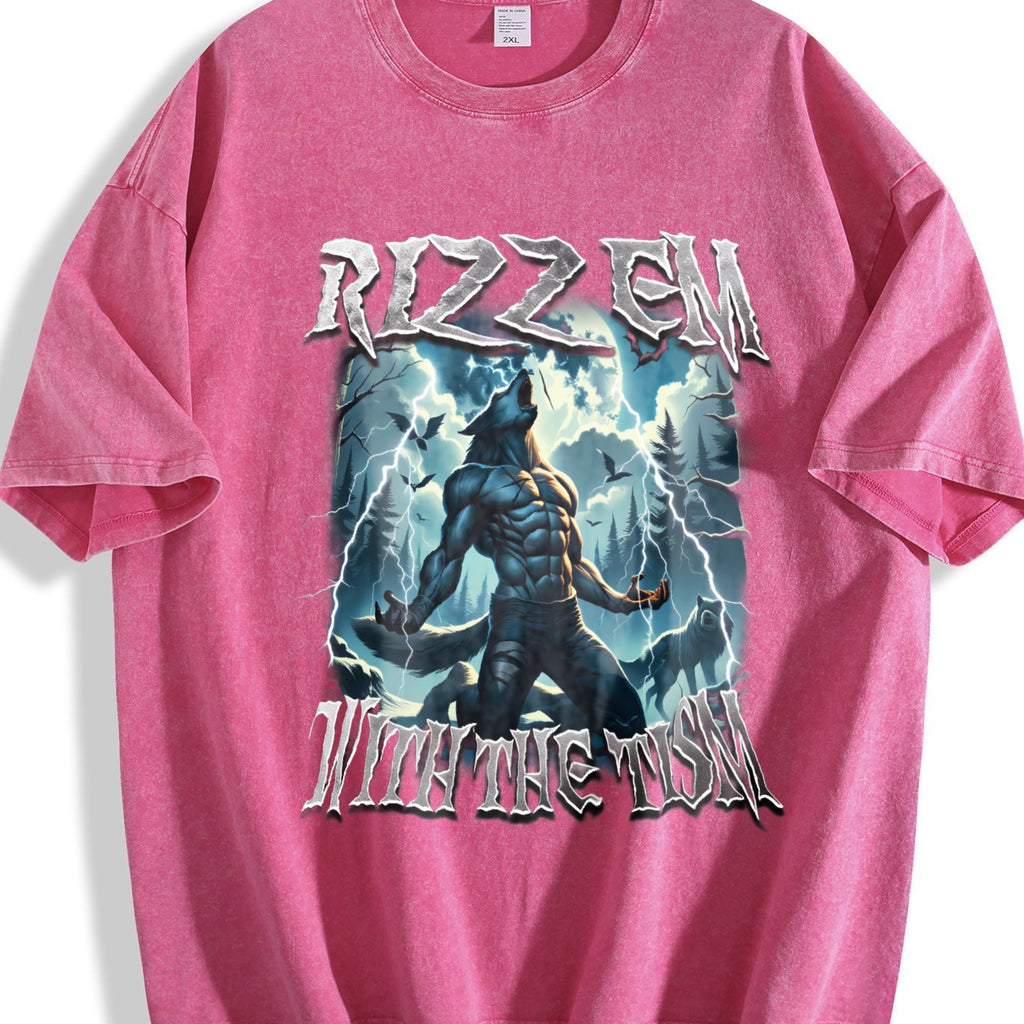 Rizz Em With The Tism Werewolf Vintage Washed T-Shirt product image 7