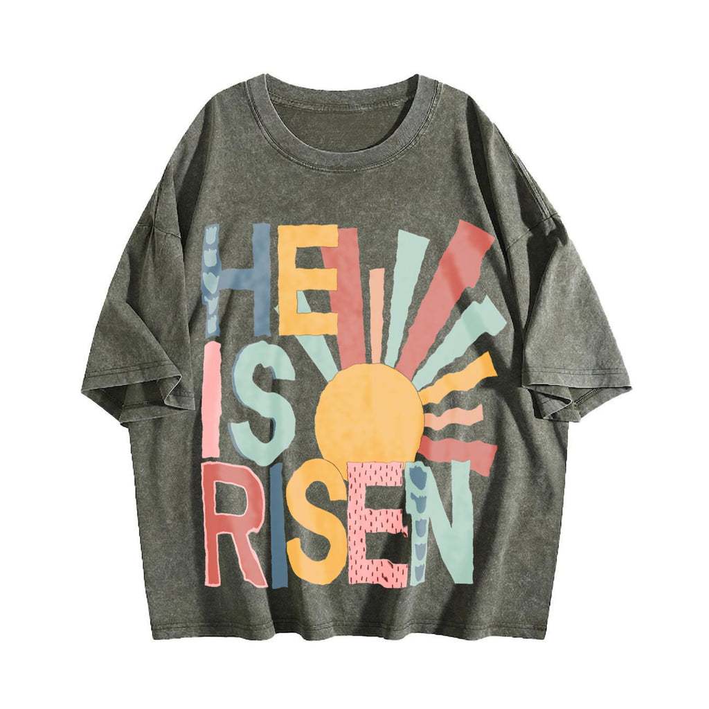 Easter Sun Element He Is Risen Vintage Washed T-Shirt product image 4