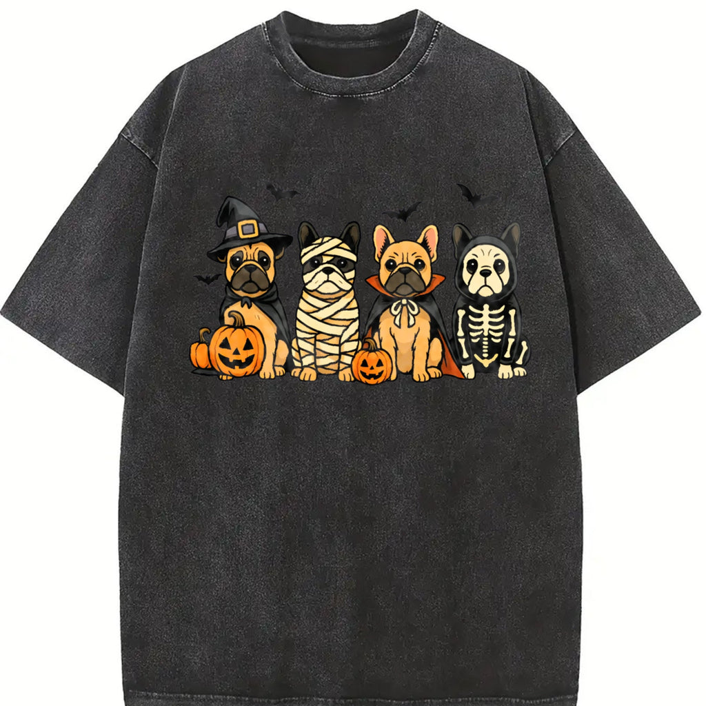 Halloween French Bulldog Vintage Washed T-Shirt product image 2