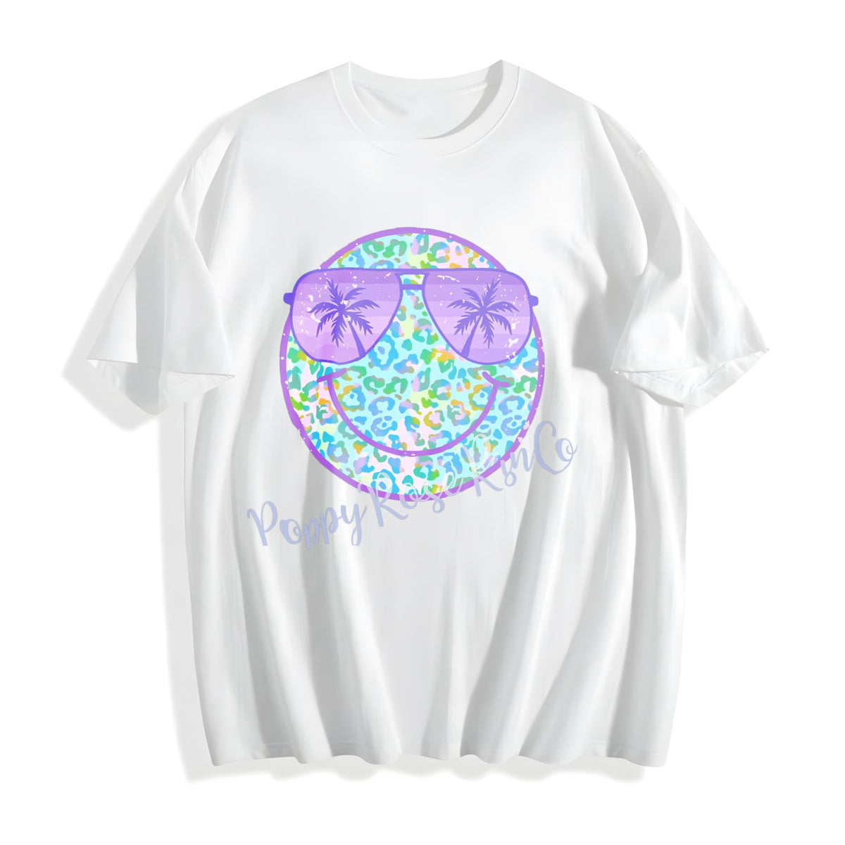 Purple Leopard Smiley Cotton T-Shirt product image 2
