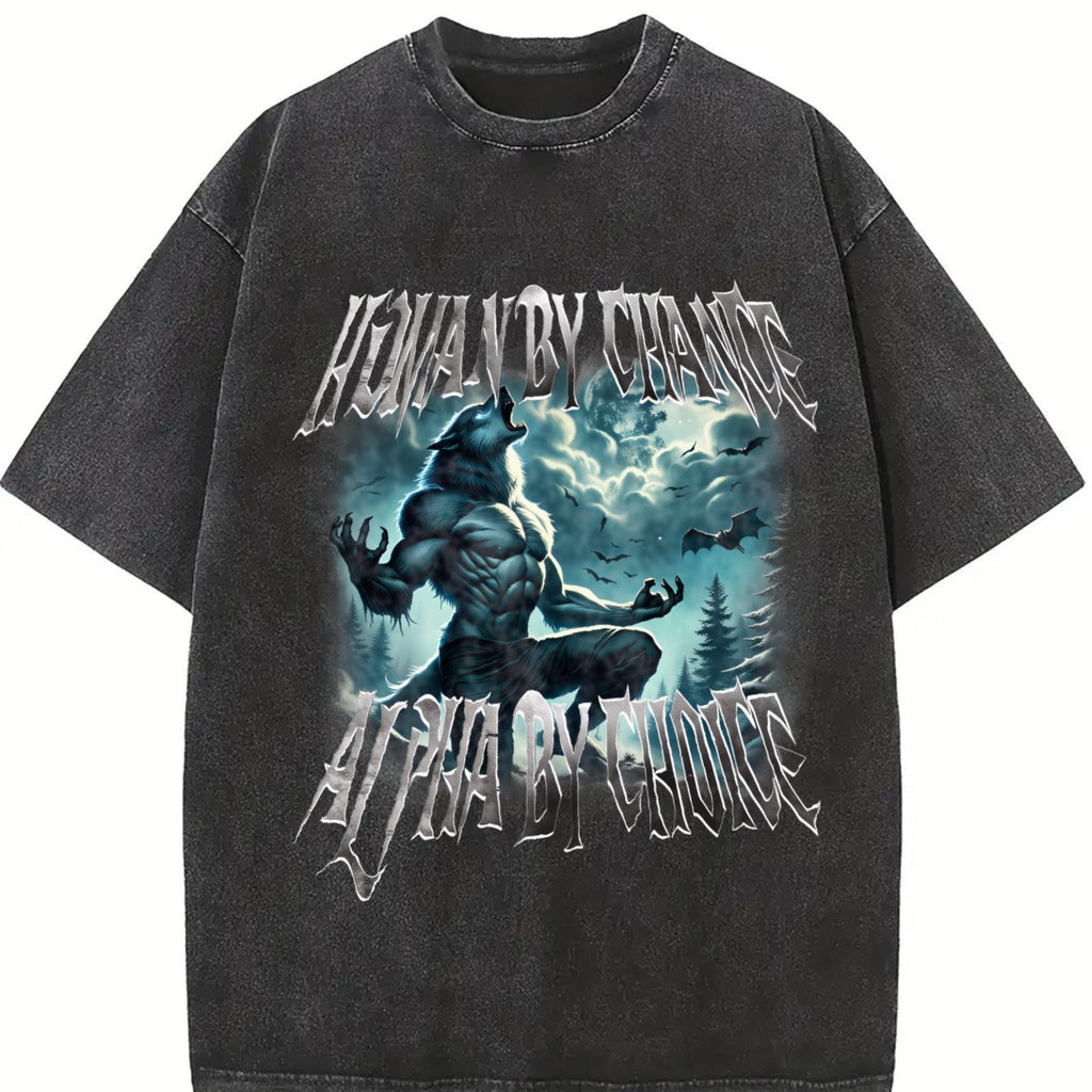 Human By Chance Alpha By Choice Wolf Vintage Washed T-Shirt product image 2