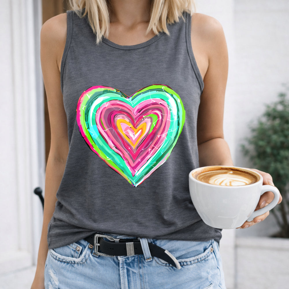 Colorful Neon Gradient Heart-shaped And Halter Women's Tank Top