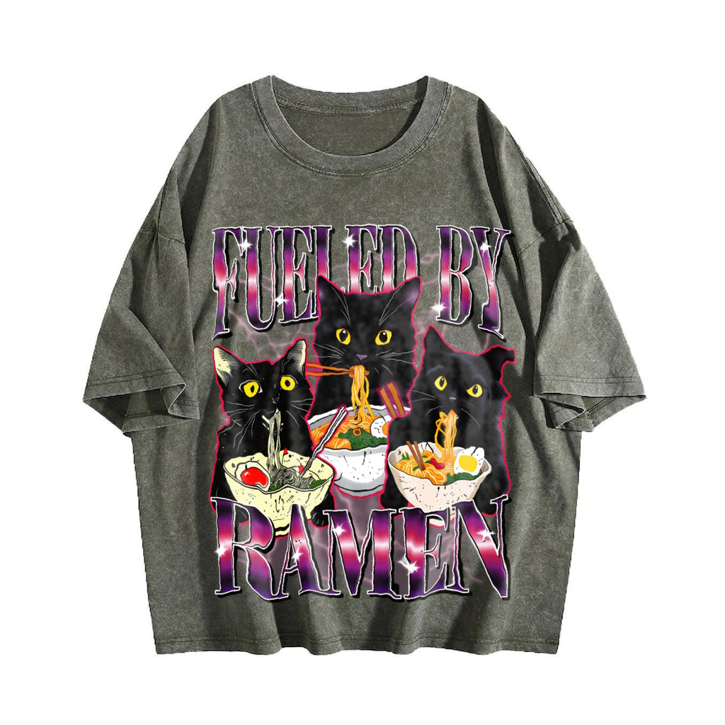Fueled By Ramen Noodle Cat Vintage Washed T-Shirt product image 4