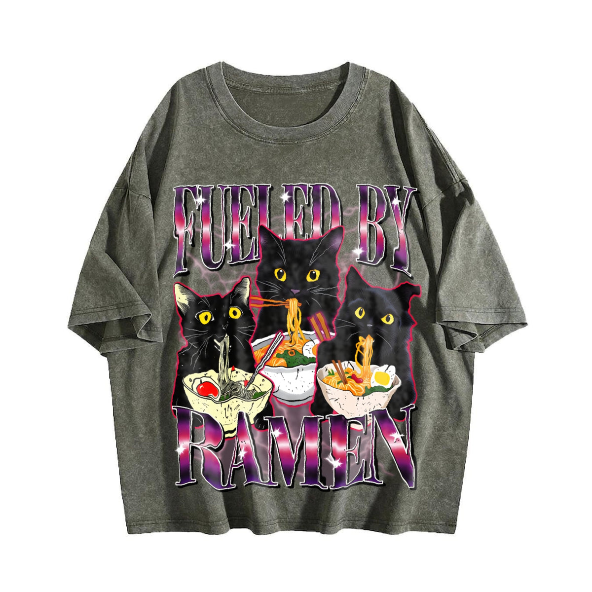 Fueled By Ramen Noodle Cat Vintage Washed T-Shirt product image 4