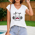 Sanrio Pochacco Weightlifting - Stretchy Women's V-Neck Tank Top