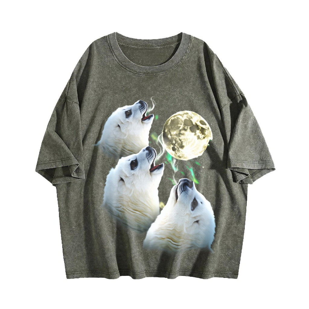 Baby Seal Moon Howling To 90s Vintage Washed T-Shirt product image 4