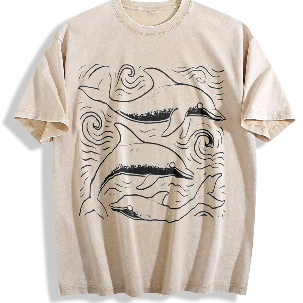 Dolphins Ocean 90s Vintage Washed T-Shirt product image 1