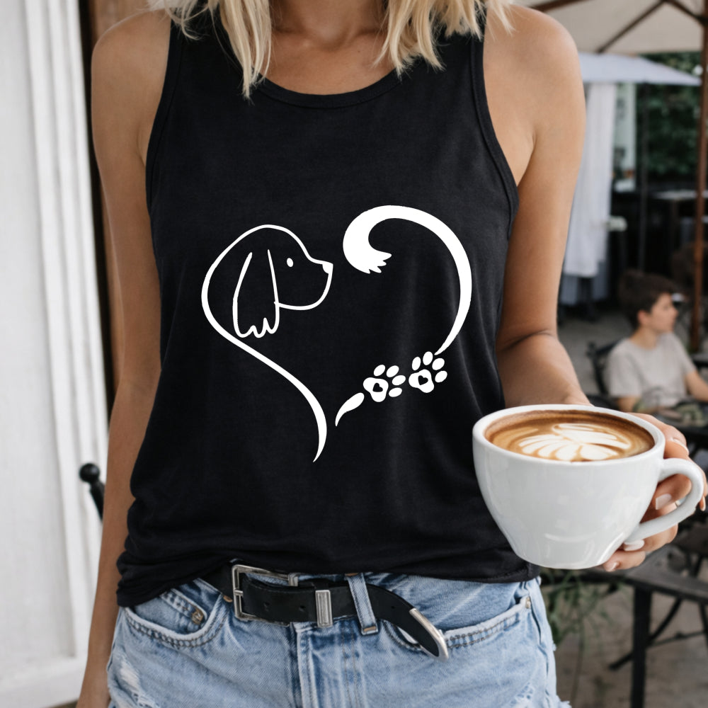 Racer With Cute Puppy & Heart - Summer Women's Tank Top