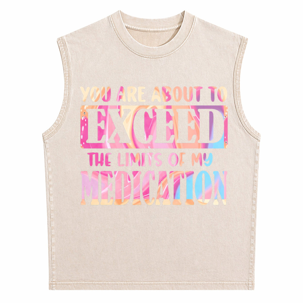 Gradient Black With Colorful Text Spring Summer Men's Washed Tank Top