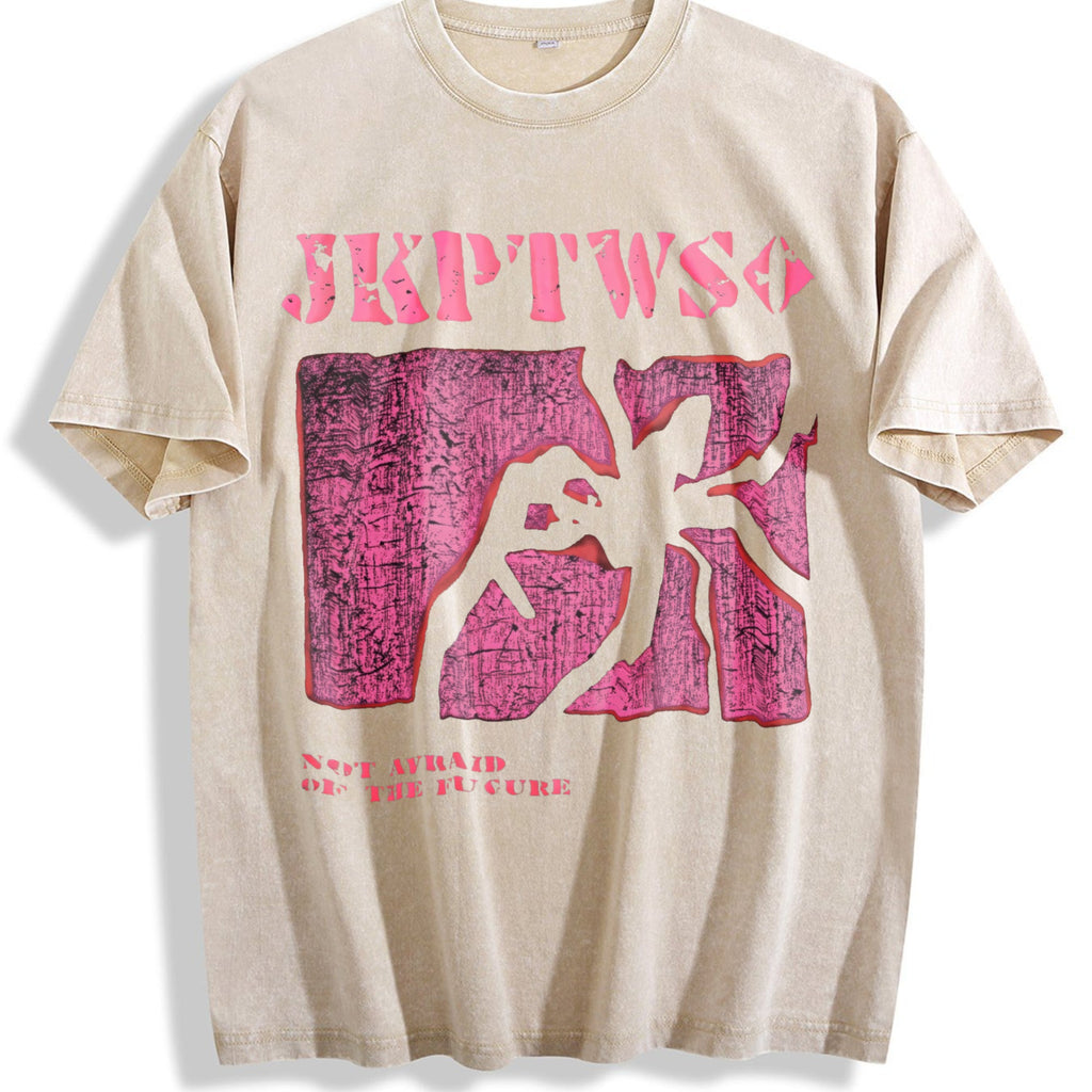 Pink Battle Illustration Vintage Washed T-Shirt product image 1