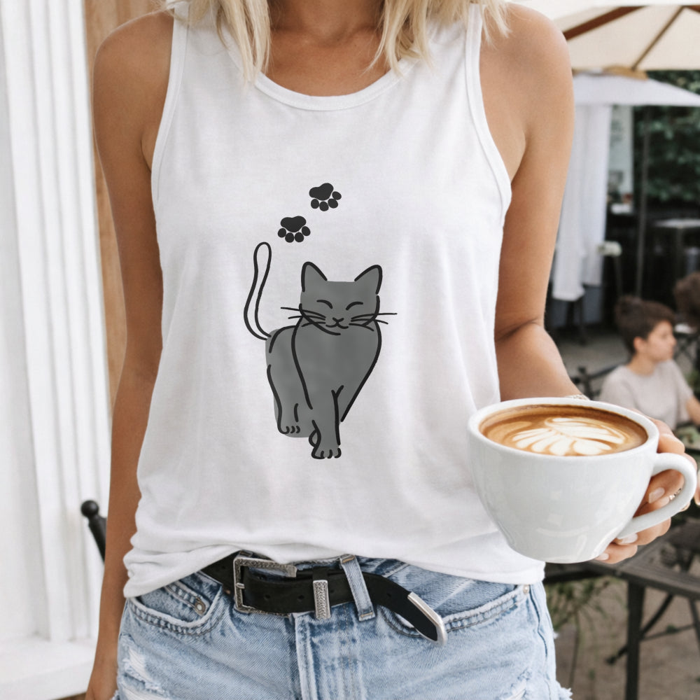 Racer - Cartoon Kitten & Cat Paw Women's Tank Top