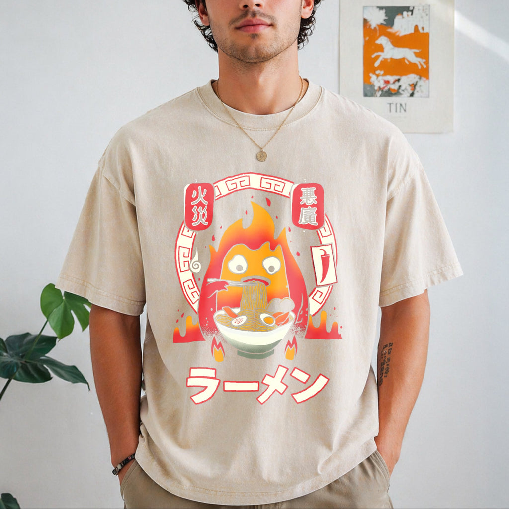 Howl's Moving Castle Calcifer Ramen - Ghibli Vintage Washed product image 1