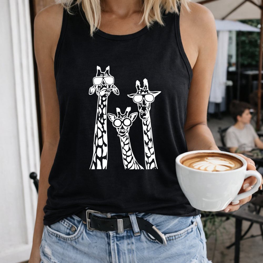 Giraffe Family with Glasses Women's Tank Top
