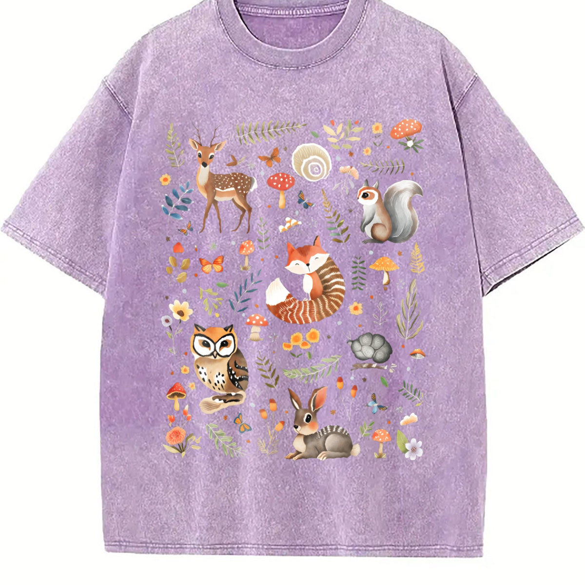 Forest Animals And Flowers Vintage Washed T-Shirt product image 6