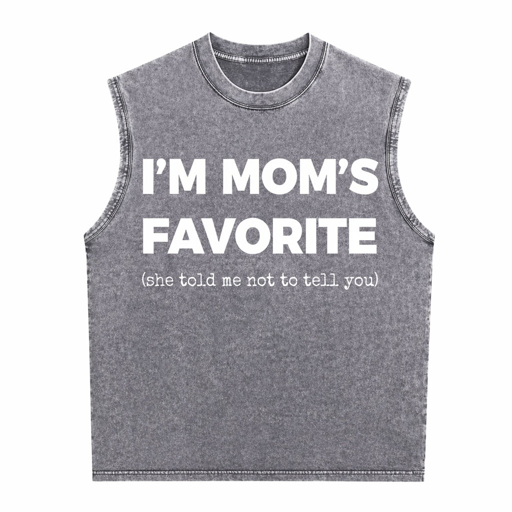 Funny Moms Favorite Son Daughter I'm Mom's Favorite Golf Men's Washed Tank Top