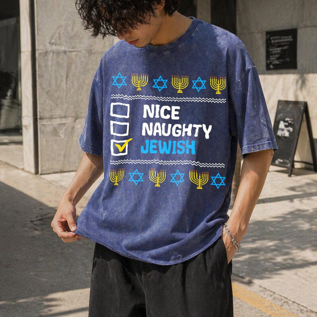 Nice Naughty Jewish Ugly Hanukkah Chanukah Jew Vintage product image 8
