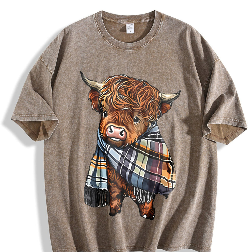 Scottish Highland Cow Plaid - Cozy Cattle Vintage Washed product image 3