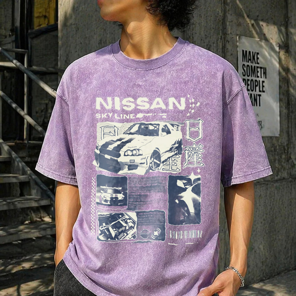JDM Sports Car Denim Skyline Vintage Washed T-Shirt product image 6