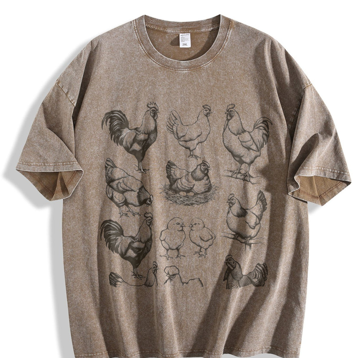 Chicken 90s Tattoo Vintage Washed T-Shirt product image 3