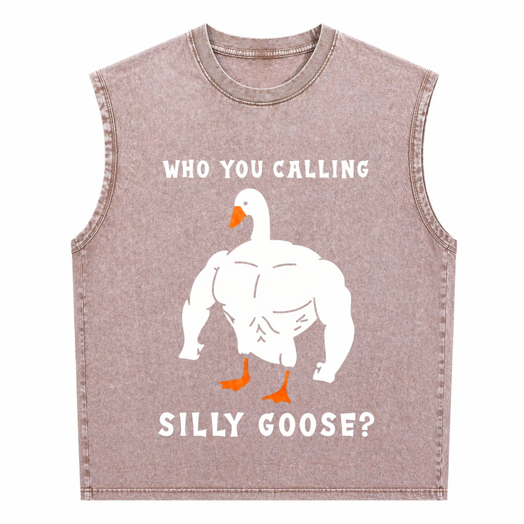 Silly Goose Funny Gym Meme Men's Washed Tank Top
