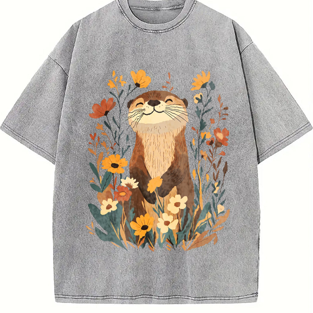 Botanical Otter & Plants Vintage Washed T-Shirt product image 5
