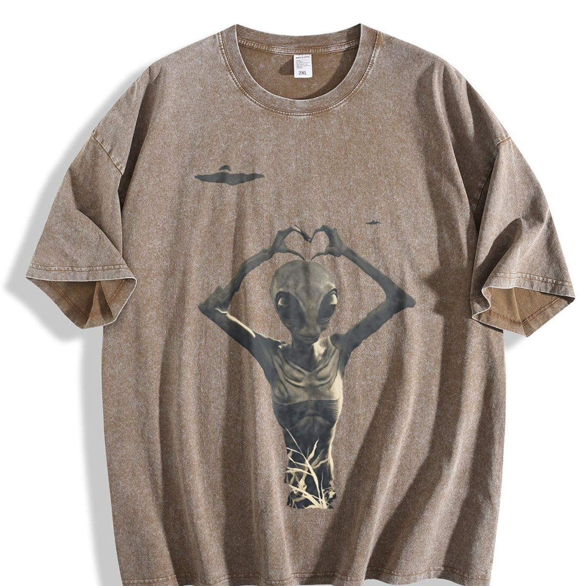 Alien Heart Hands UFO Vintage Washed T-Shirt product image 3