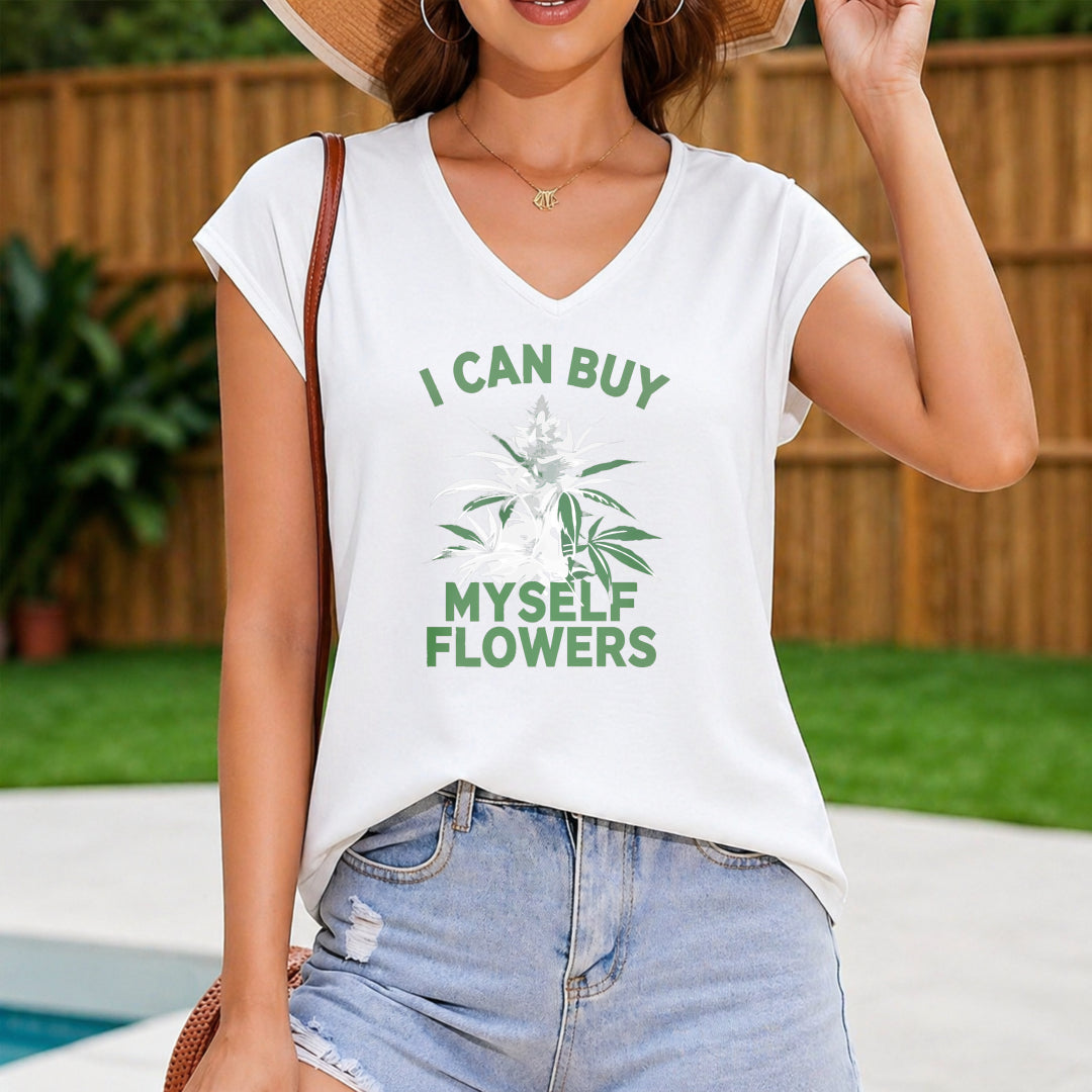 I Can Buy Myself Flowers Women's V-Neck Tank Top