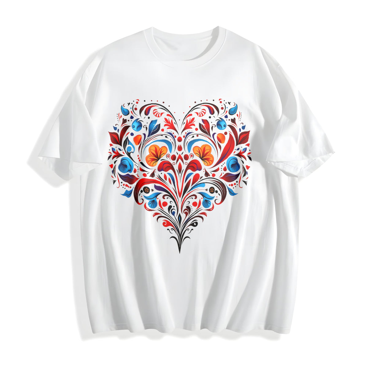 Bohemian Folk Art - Heart & Leaf Cotton T-Shirt product image 2
