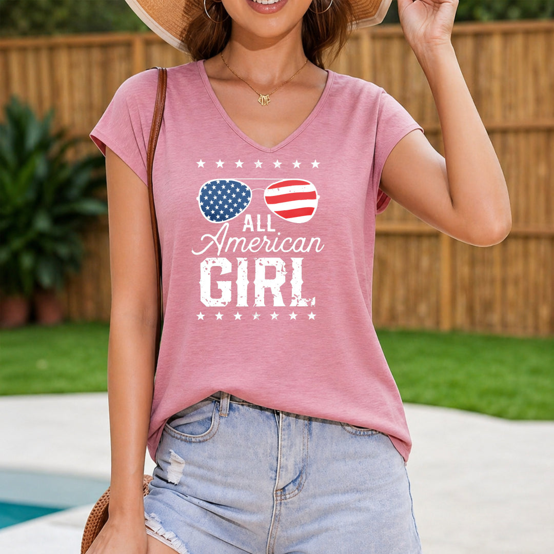 All American Patriotic - USA Flag Women's V-Neck Tank Top