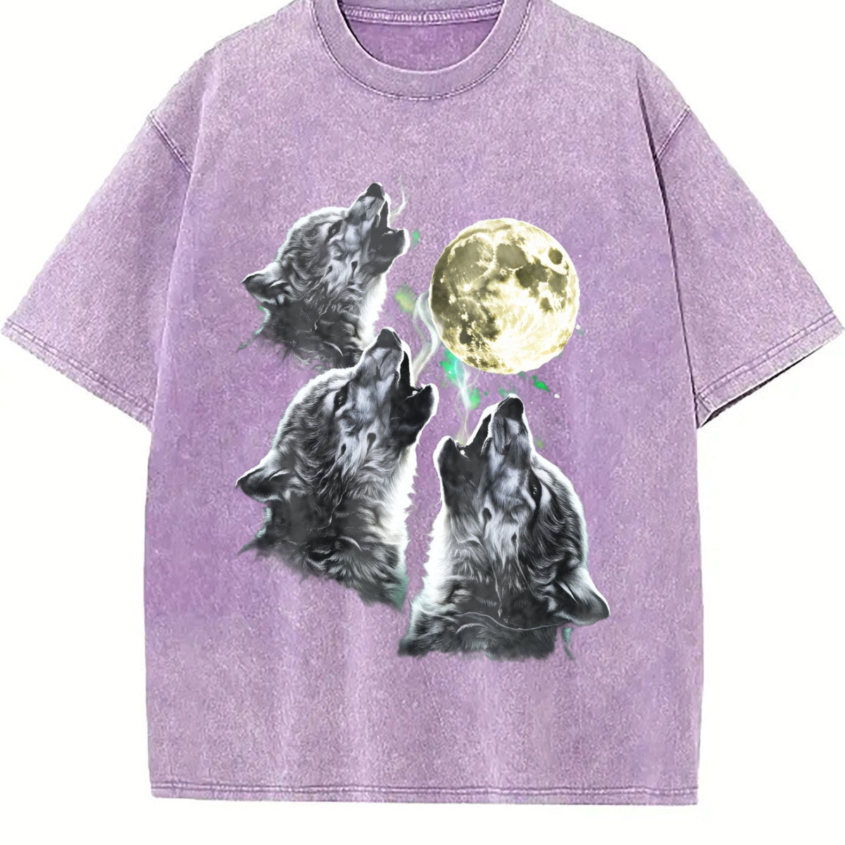 Baby Wolf Howling To Moon 90s Vintage Washed T-Shirt product image 6