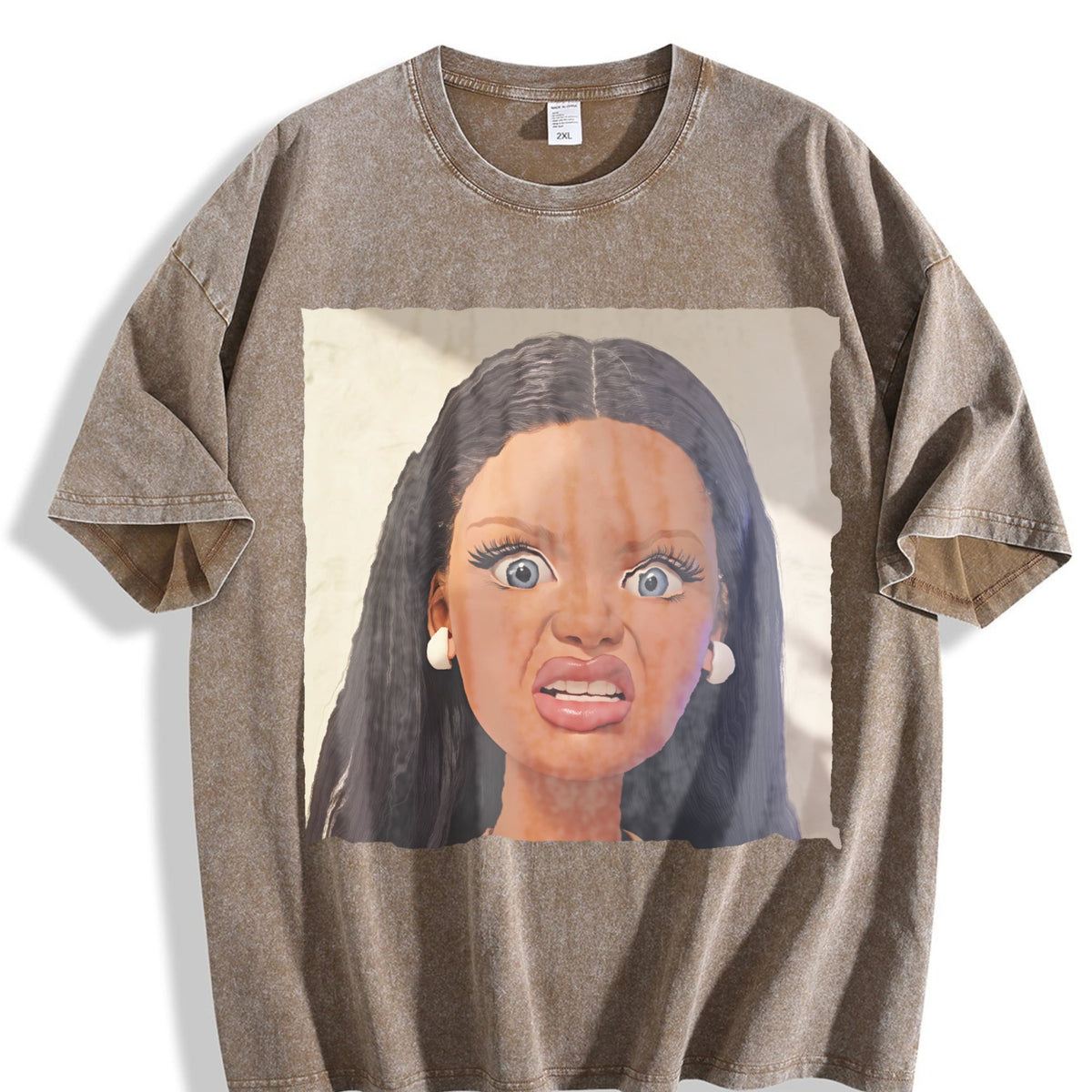 Funny Surprised Doll Face Vintage Washed T-Shirt product image 3