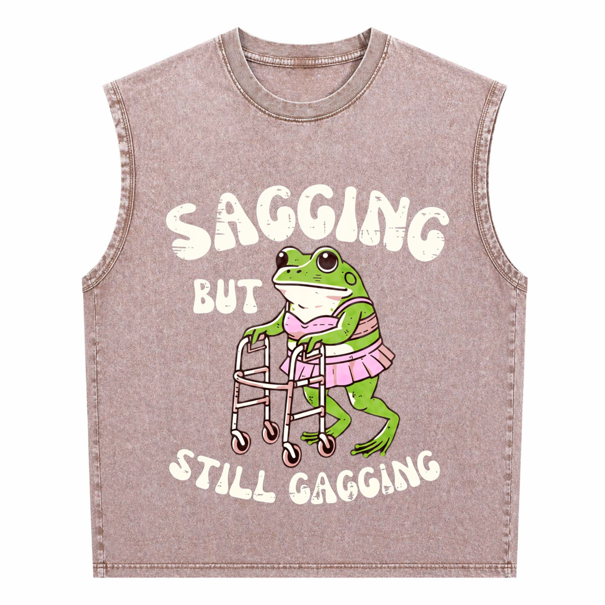 Sagging But Still Gagging Frog Funny Cringe Meme Men's Washed Tank Top