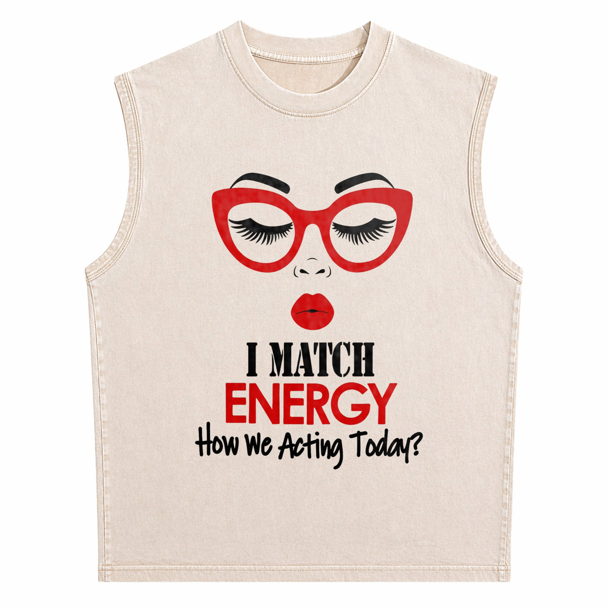 I Match Energy Slogan Men's Washed Tank Top