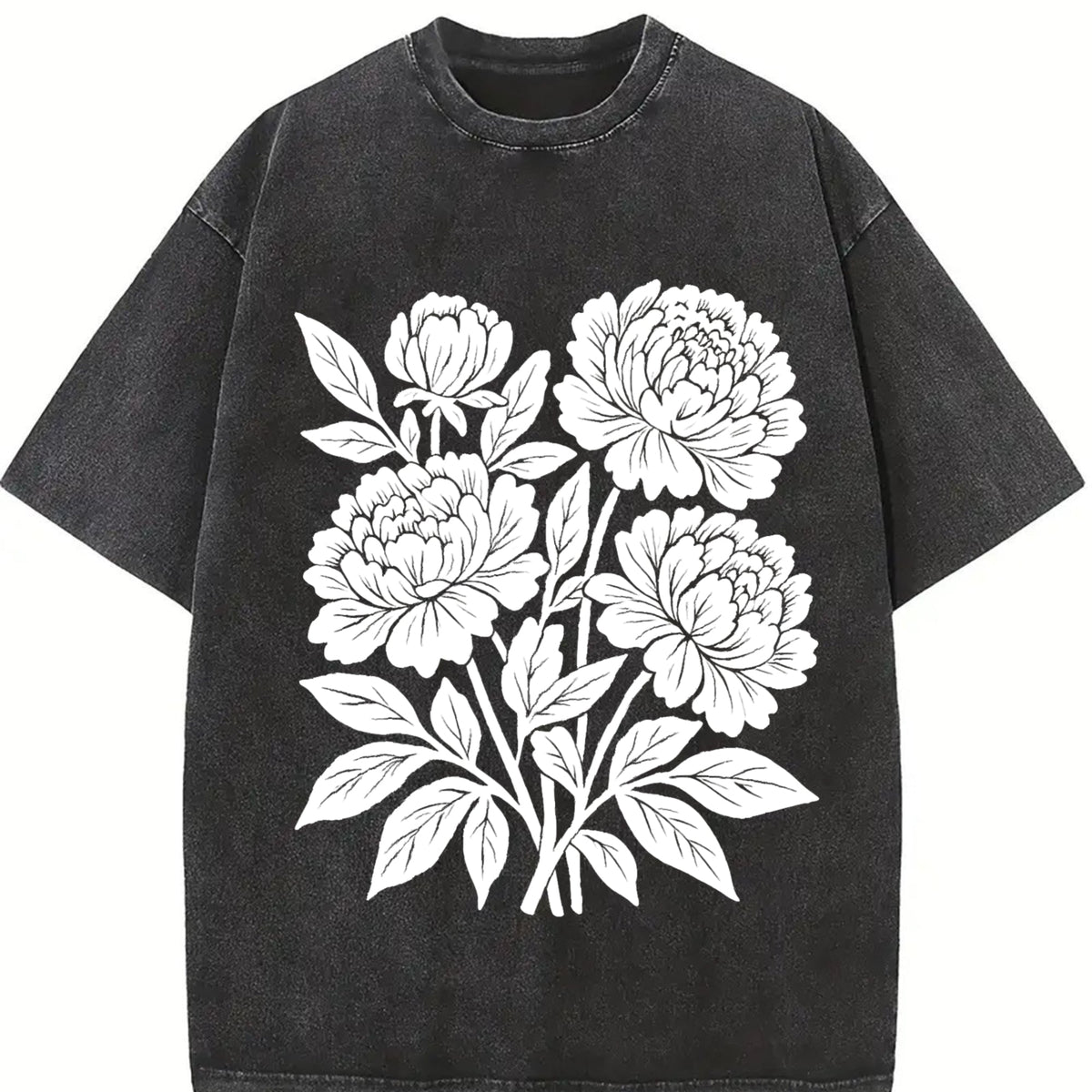 Linocut Flower Vintage Washed T-Shirt product image 2
