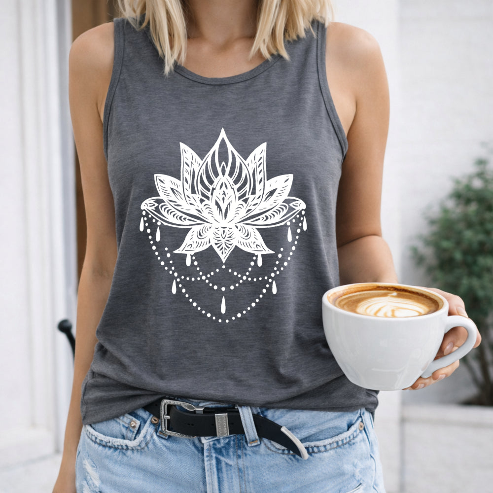 Ornate White Lotus Women's Tank Top
