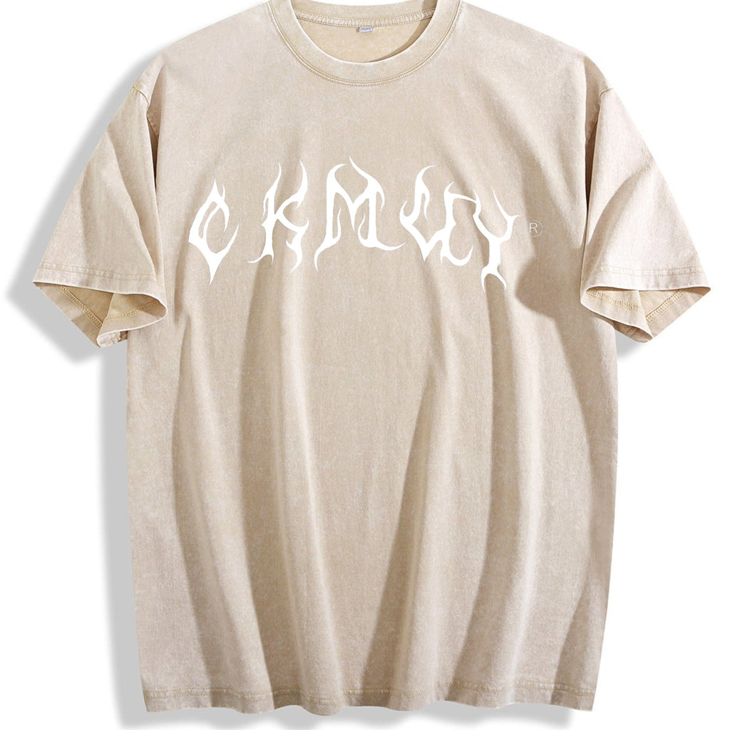 White Gothic Lettering Vintage Washed T-Shirt product image 1