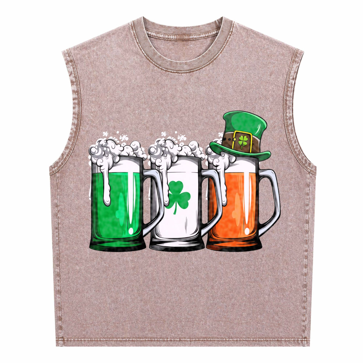 Irish Beer Ireland Flag St Patricks Day Leprechaun Small Men's Washed Tank Top