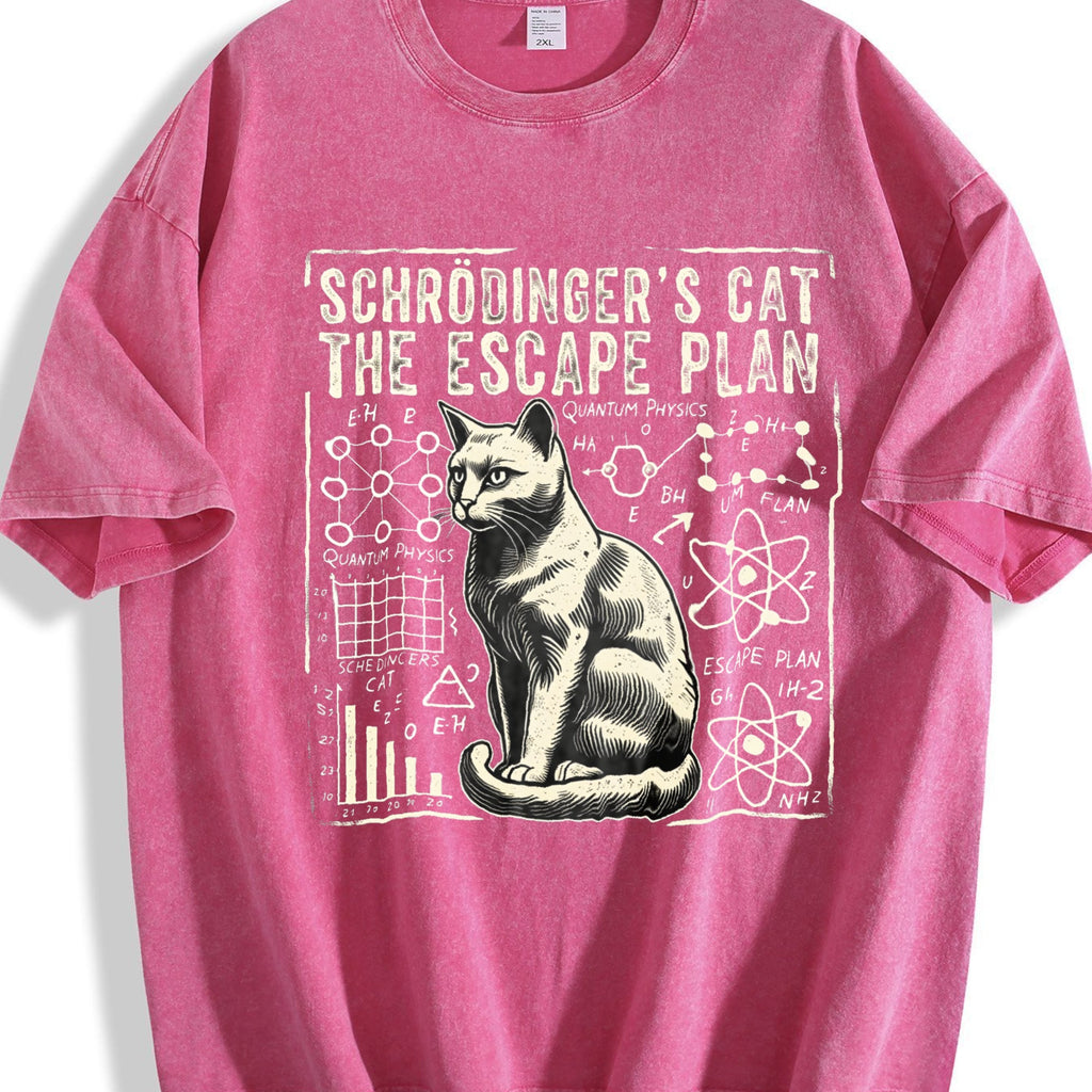 Schrodinger's Cat Escape Plan Vintage Washed T-Shirt product image 5