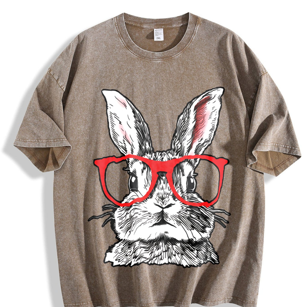 Rabbit with Red Glasses Vintage Washed T-Shirt product image 3