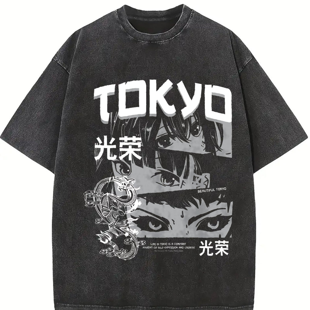 Tokyo Wave Art Vintage Washed T-Shirt product image 2