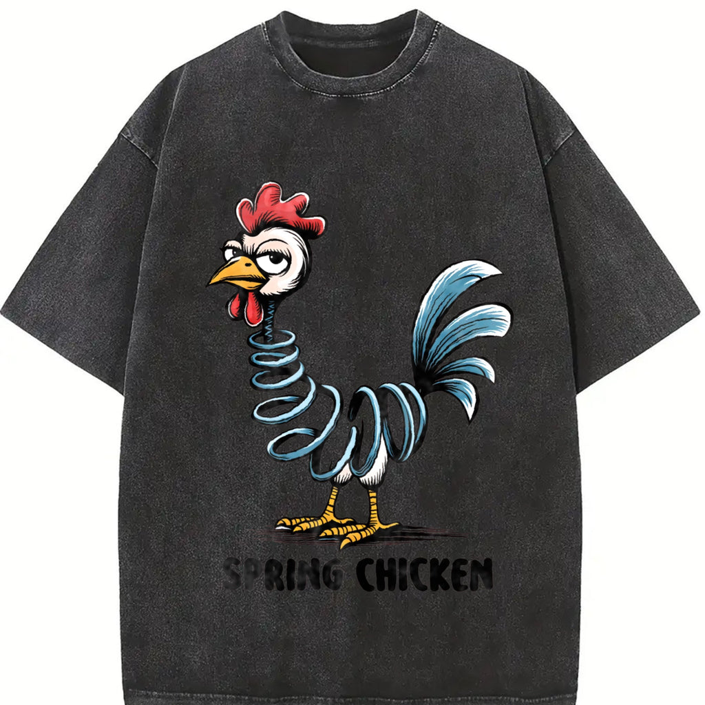 Funny Spring Chicken Vintage Washed T-Shirt product image 2
