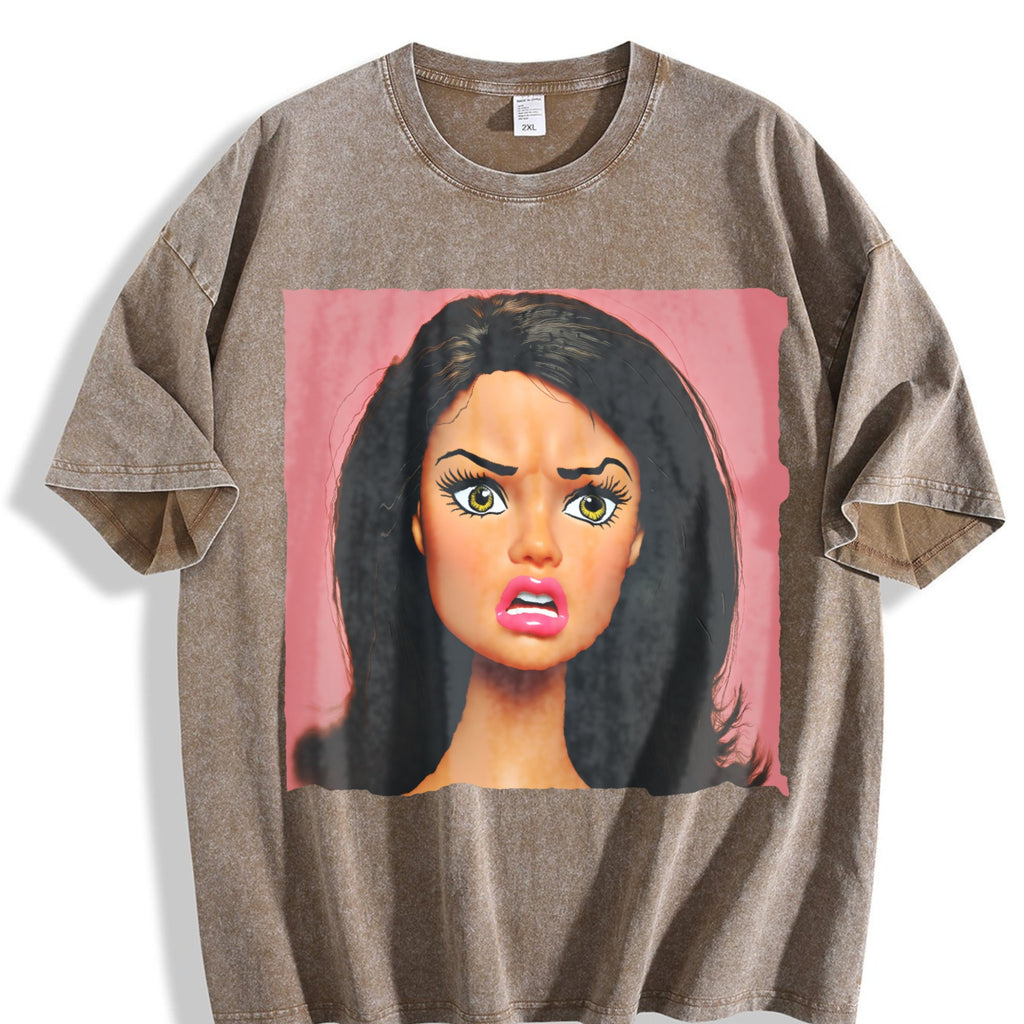 Angry Doll on Pink Vintage Washed T-Shirt product image 3