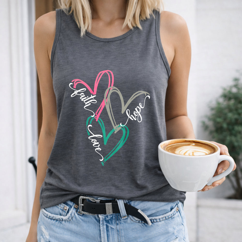 Faith Hope Love Letters & Heart Women's Tank Top